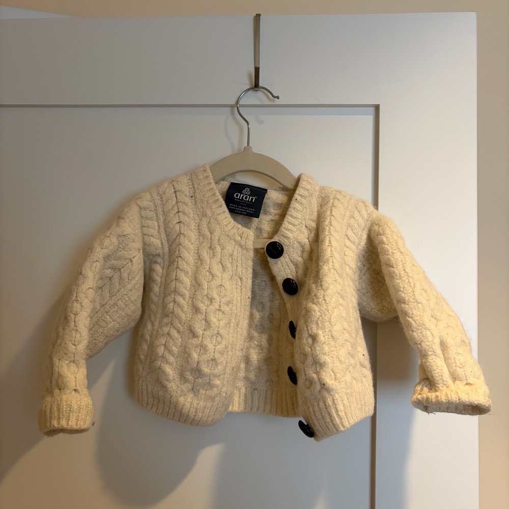 Cream Cable Knit Kids Cardigan - Iris Wool